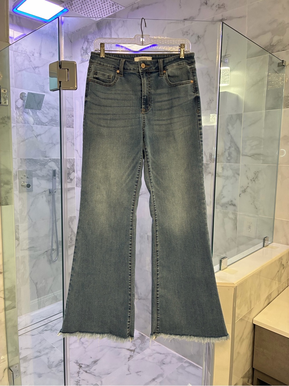 Zenana Outfitters Silver Lake High Waist Flare Jeans Medium Blue